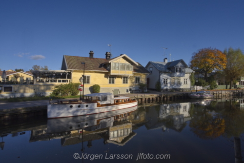 Village with old treehouses and old motorboat. Trosa södermanland Sweden