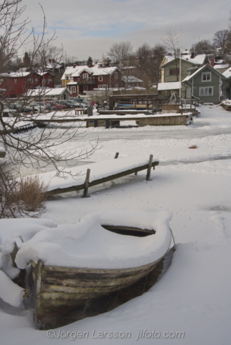 Boat winter at Waxholm Uppland Sweden