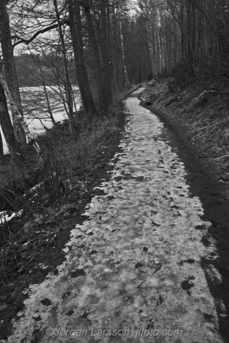 Frozen path at Botkyrka Sodermanland Sweden