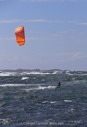 Vågor Blåsigt Bohuslän Sverige Kust Hav Vind Skärgård Friluftsliv, Kitesurfning