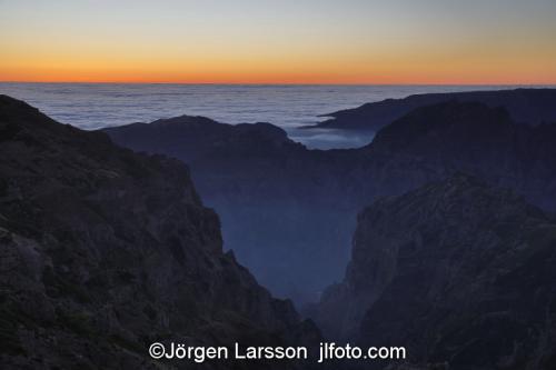 Madeira  Portugal Pico de Arierodawn, clouds mountains