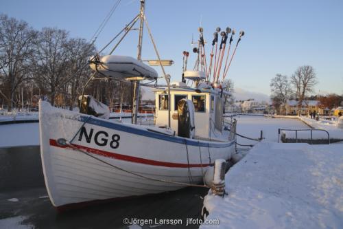 Trosa Fiskebåt vinter Södermanland Sverige