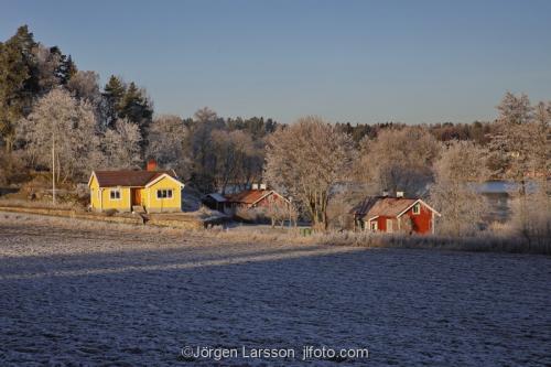 Winter in Botkyrka Sodermanland Sweden cold, frost ice 
