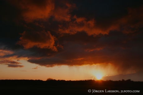 Dramatisk himmel solnedgång Skåne