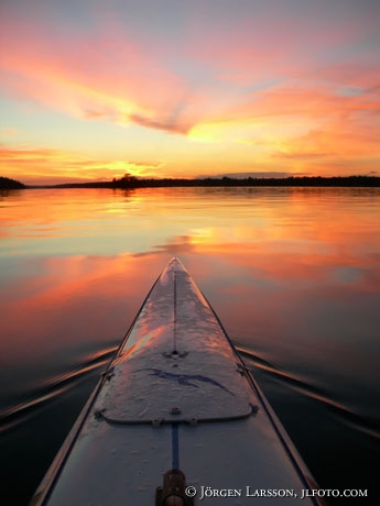 canoe sunset Smaland Sweden