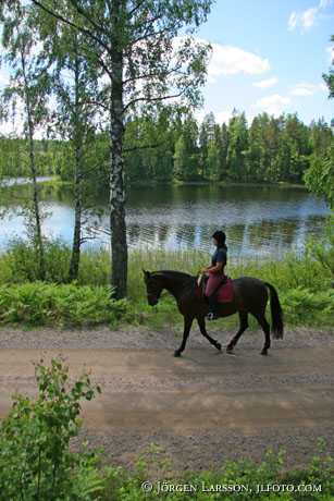 Ryttare vid sjön Fläten Östergötland