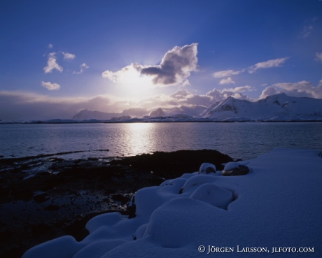 Snöbyar över Lofoten Norge