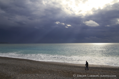 Sun Beach Sea Sky Man Allone