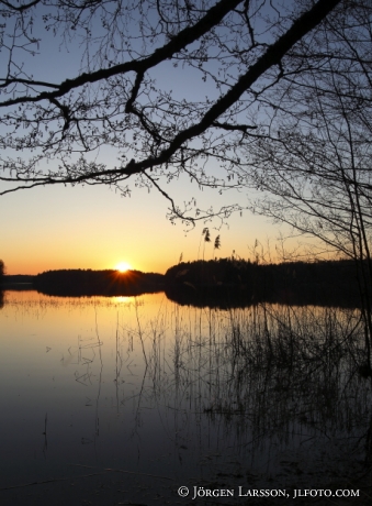 Solnedgång vid sjön Fläten