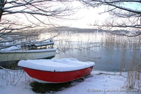 Boat winter Sodermanland Sweden
