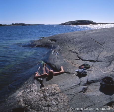 Man bathing Sandhamn Sweden